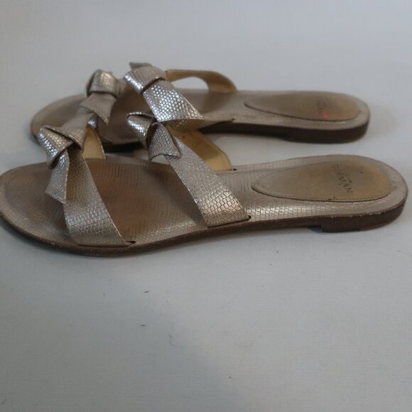 Womens Alexandre Birman Gold Leather Tie Knot Flat Slide Sandals 37 1/2/US 7.5 - Picture 3 of 7